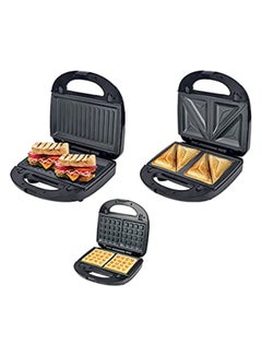 Buy 3 In 1 Sandwich Maker - Watts- Non-Stick Coated Heating Plates Cool Touch Handle Black in Saudi Arabia