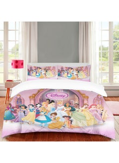 اشتري Cartoon Disney Princess pattern bedding three-piece set of soft microfiber polyester sheets including cover and two pillowcases (size 150cmX200cm) في السعودية