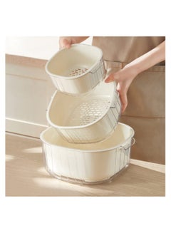 Buy 3 Sets Kitchen Colander Bowl Set Food Strainer 2 In 1 Plastic Fruits Vegetables Washing Basket Double Layer Drain Basin for Wash Noodle Pasta Strainer in Saudi Arabia
