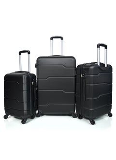 Buy Morano Hard-Side Luggage Set for Unisex Lightweight 4 Double Wheeled Suitcase with Built-In Type Lock (Set of 3 Pcs, Black) in Saudi Arabia