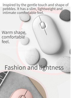 Buy M MIAOYAN New Pebble 2.4G Silent Mouse Desktop Notebook Bluetooth Charging Wireless Mouse (White) in Saudi Arabia