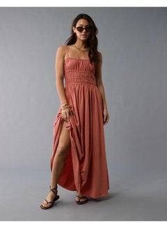 knee length dresses for ladies Alba Smocked Jersey Midi Dress-Olive
