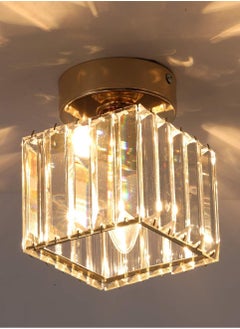 Buy Modern Gold Crystal Ceiling Light, Flush Mount Ceiling Light Fixture, 1 Light Crystal Ceiling Lamp Chandelier Lighting for Hallway, Bedroom, Living Room, Kitchen, Square (Bulb Included) in Saudi Arabia