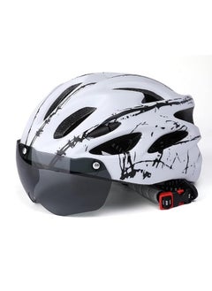 اشتري Adult bicycle helmet with detachable magnetic goggles, road and mountain riding protective helmet, adjustable size,unisex，white and black في السعودية