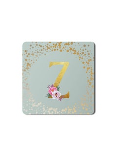 اشتري Designer Leather Coasters Mat for Beverage Drinks- Custom Monogram Initial Letter Floral Pattern Alphabet - Z (Light Grey) في الامارات