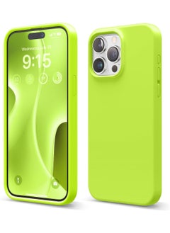 Buy Liquid Silicone for iPhone 15 PRO Case Cover Full Body Protection, Shockproof, Slim, Anti-Scratch Soft Microfiber Lining - Lime Green in UAE