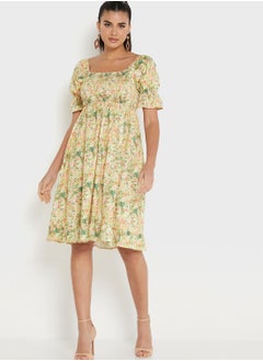 Buy Printed Square Neck Dress in Saudi Arabia