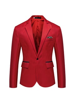 اشتري Foreign Trade Amazon New Mens Slim-fit Single-breasted Suit Youth Fashion Casual Wedding Banquet Dress Jacket Red في الامارات