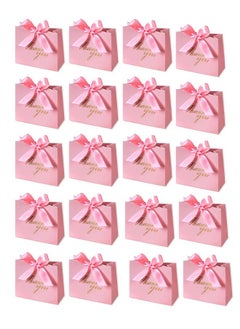 اشتري 20 Pack 'Thank You' Gift Bags Pink, Small Thank You Gift Bag Party Favor Bags Treat Boxes with Rose Red Bow Ribbon, Pink Pattern Paper Gift Bags Bulk for Wedding Baby Shower Business Party Supplies في السعودية