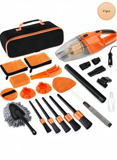 Buy 17Pcs Car Cleaning Kit,Car Interior Detailing Kit with High Power Handheld Vacuum,Detailing Brush Set,Windshield Cleaning Tool,Microfiber Applicator,Towels,Complete Car Cleaning Supplies in Saudi Arabia