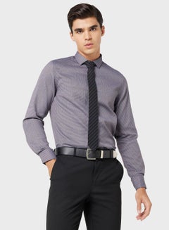 Buy Men Easy Care Grey Black Self Design Sustainable Formal Shirt in Saudi Arabia