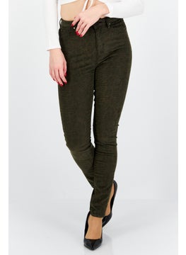 Buy Women Regular Fit Stretchable Pants, Olive in UAE