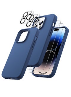Buy iPhone 14 Pro Max Cover with 2 Pack Screen Protector + 2 Pack Camera Lens Protector Liquid Silicone Full Body Protection Shockproof Drop Protection Case 6.7 inches in UAE