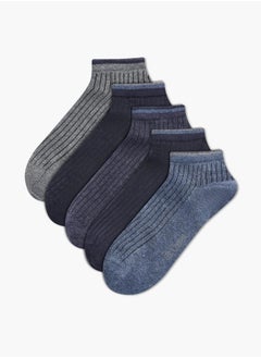 Buy Textured Ankle Length Socks - Set of 5 in UAE