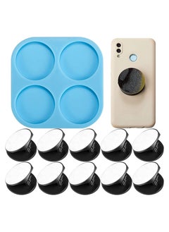 Buy Phone Grip Mold 4 Circle Shape Epoxy Resin On Top Phone Grip Mold with 10 Pieces Blank Sublimation Phone Holders Circle Silicone Molds for DIY Design (Black Holder) in UAE