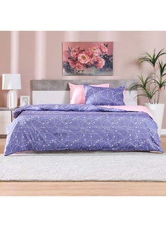 اشتري Viviana Verse 3 Piece Super King Duvet Cover Set 100% Cotton Comforters And Pillow Sheets Breathable Soft Fluffy Bedding Set Bed Essentials For Bedroom  L 230 X W 270 Cm  Purple في الامارات