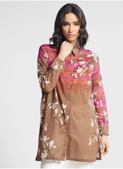 Buy Printed Button Down Shirt Kurti in UAE