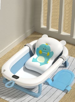 Buy Foldable Baby Bathtub with Thermometer Toddler Shower Basin with Support Pad for Infant Newborn Shower Basin in UAE