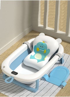 Buy Foldable Baby Bathtub with Thermometer Toddler Shower Basin with Support Pad for Infant Newborn Shower Basin in UAE