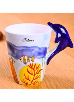 Buy Animal 3D Shape Hand Painted Ceramic 450 ML Coffee Mugs w/ Assorted Printed Animal Character Good for Tea, Coffee, Milk, Ideal Gift for Kids, Teenagers, Man & Woman (DOLPHIN) in UAE