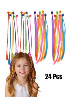 اشتري 24 Pack Hair Accessories for Girls, Colored Hair Extensions for Kids Nylon Rainbow Hair Clips for Toddler Kids Girls Ponytails Accessories (Multi Colors) في الامارات