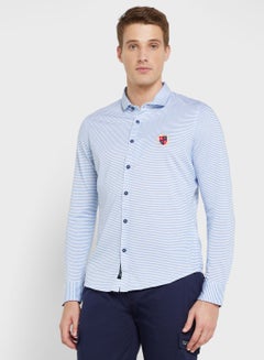 Buy Classic Slim Fit Horizontal Stripes Striped Casual Shirt in UAE