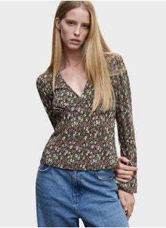 Buy V-Neck Printed Top in UAE