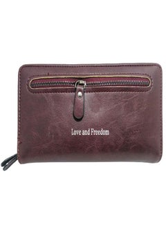 Buy New Leather Women Wallet Coin Pocket Hasp Card Money Bags Soft Holder Casual Ladies Clutch Long Female Purse Dark Red in UAE