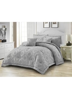 Buy 6 Pieces Lightweight Comforter Sets King Size for All Season Luxury Soft Breathable Premium Quality Comforter Set Includes 1x King Comforter 1x Fitted Sheet 4x Pillow Shams 200*200+30 cm Dark Grey in UAE