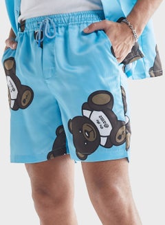 Buy Teddy Bear Print  Drawstring Shorts in Saudi Arabia