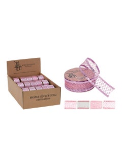 Buy Christmas Ribbon Mesh 270x2.5 cm Pink Assorted 1 Piece in UAE