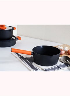 Buy Bakers Secret Aluminium Sauce Pan With Lid 2.3l -black & Orange in UAE