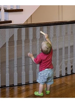 Buy Infant Child Safety Net 3M*79cm Thickened Durable Stair Protection Safety Rope Net Balcony Indoor Railing Protection Net Black in Saudi Arabia