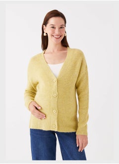 Buy V-Neck Ribbed Cardigan in Saudi Arabia