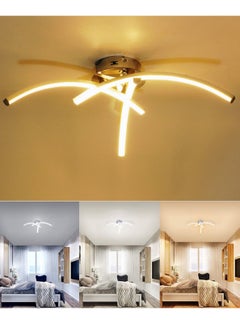 Buy LED Ceiling Light 3 Color Chandelier Lamp Modern Curved Design Ceiling Light with 3 Curved Light for Living Room Bedroom Dining Room 18W  Cold and Warm and Natural White in UAE