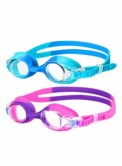 Buy Kids Swimming Goggles, 2 Pack No Leak Adjustable Straps HD Silicone Anti Fog Kids Swim Goggles, UV Protection, Waterproof, Comfortable Fashion for Boys Girls (Age 6-14) in Saudi Arabia