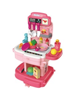 Buy ROLE PLAY CHEF/KITCHEN/RESTAURANT TOY SET SCHOOL BAG (34 Pcs) - Pink, 2-IN-1 Mode in Saudi Arabia