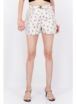 اشتري Women Allover Printed Basic Shorts, Beige Combo في الامارات