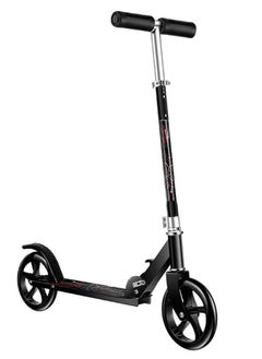 Buy Kick Scooter, Foldable Commuter Scooter with Anti-Shock Suspension, 3-Level Adjustable Height Handlebar Push Scooter with Large Wheels for Kids, Teen and Adults(Black) in Saudi Arabia