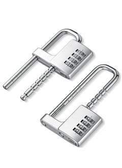 اشتري Combination Padlock, 4-Digits Adjustable Long Shackle Lock for School, Gym, Toolbox, Closet, Wardrobe, Gate, Bicycle, Cabinet, Door Handles (2 Pack, Silver) في الامارات