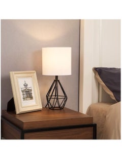 اشتري Geometric Table Lamp with Fabric Shade and Hollowed Out Base White في السعودية