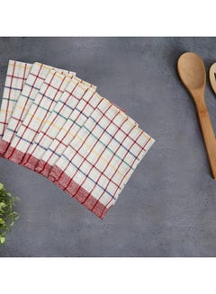 Buy Orchard Red Multi Checks (50 x 70 Cm) Tea Towel-Set of 4 in UAE