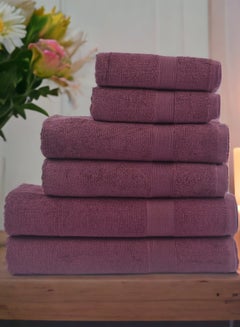 Buy 100% Cotton 6 Piece Ansaaj Towel Set | Dark Red in Saudi Arabia