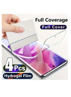 Buy 4-Pieces Hydrogel Film Mobile Phone Screen Protectors,  HYDROGEL Aqua  Protective Screen Protector Full Mobile Screen Flexible Cover for Samsung Galaxy S23 Ultra. (6.8 inches, Not Tempered Glass) in UAE