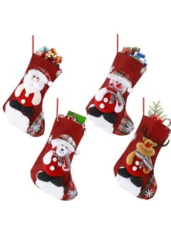 Buy 4 PCS Christmas Stockings Bulk Xmas Stockings Decoration Santa Snowman Reindeer Penguin Family Stockings Christmas Tree Decorations Gift Bags for Family Holiday Party Home Decor in UAE