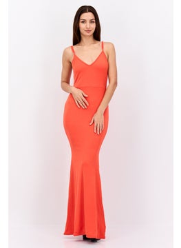 اشتري Women Plain Maxi Dress, Orange في الامارات