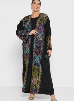 Buy V-Neck Embroidered Abaya in Saudi Arabia