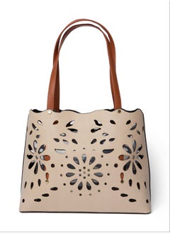 Buy Fancy Faux Leather Tote Bag With Broderie-Anglaise Cutouts in Egypt