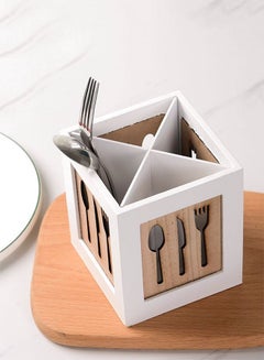 Buy Wooden Utensils Holder Cutlery Kitchen Flatware Cutlery Storage Box Flatware Caddy Spoons Forks Knifes Chopsticks Organizer Rack Tableware in UAE