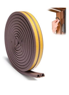 Buy Door Seal Weather Strip, Self Adhesive 10m Rubber Seal Weather Strip Foam Tape for Doors and Windows Door Insulation Strip Foam Seal for Water-Proofing, Wind Noise Sound(D-Type-Brown) in UAE